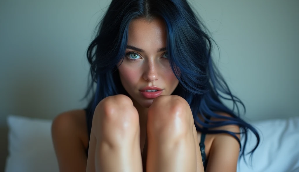 femme montrant ses petits doigts de pied fins, semelles, pieds fins, pieds centrés, foot fetish, cheveux longs, cheveux bleus foncés, russe, lingerie, 4K, ultra haute résolution
1girl, High Resolution, Breasts, Blush,