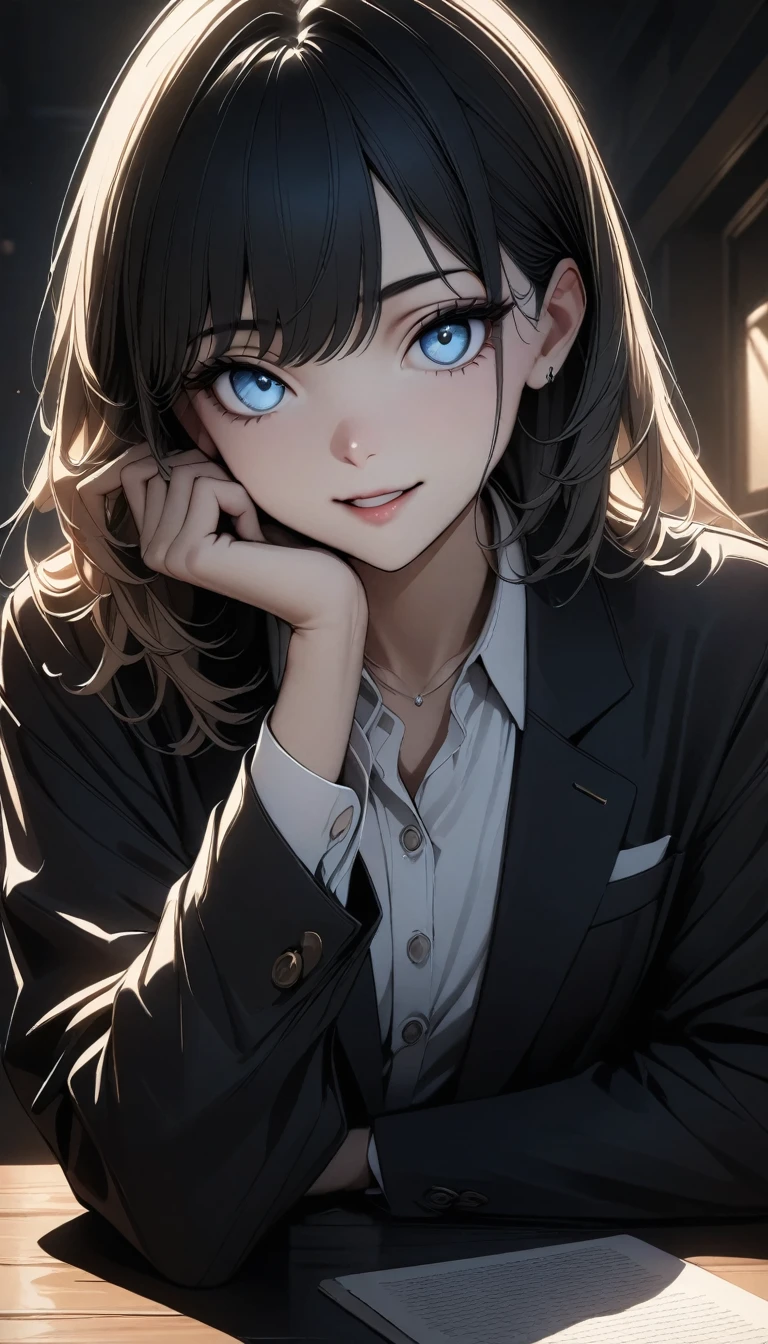 (high quality, 8k, 4K, High Contrast, masterpiece:1.2, 最high quality, Best aesthetics),((最high quality, 8k, masterpiece :1.3)), A woman was sitting at the table
