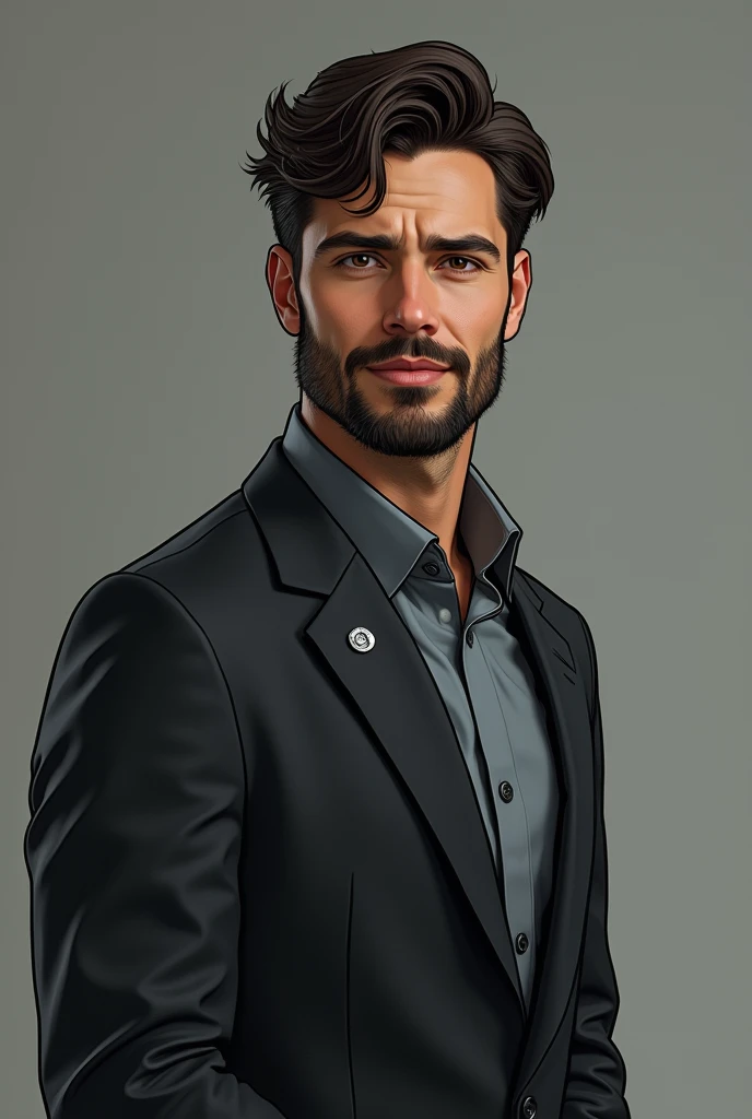 fabriel Age: 28 years
Appearance:
Height: 1,85m Hair: blackw, short and always well-groomed, with a casual touch that reveals your laid-back style outside the office.
eyeballs: Castanhos escuros, deep and expressive, with a slight wrinkle of worry ever present.
Skinned: Brunetette, with a well-trimmed beard that accentuates his mature and confident appearance.
styled: Gabriel dresses with elegance and sobriety, preferring dark suits and light shirts at work. On weekends, opt for a more casual style, com jeans, comfortable t-shirts and shoes.