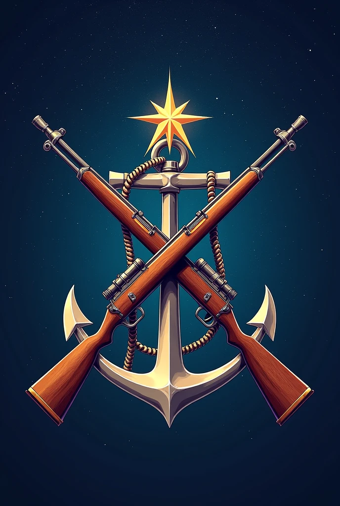 An image showing an anchor and a single rifle crossed and a star above