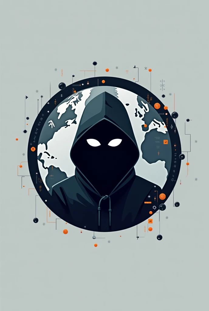 Logo for hacker enclosed in a circle world