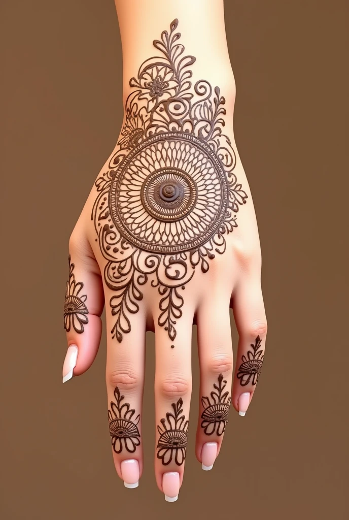 generate Gol Tikki mehndi design on hand