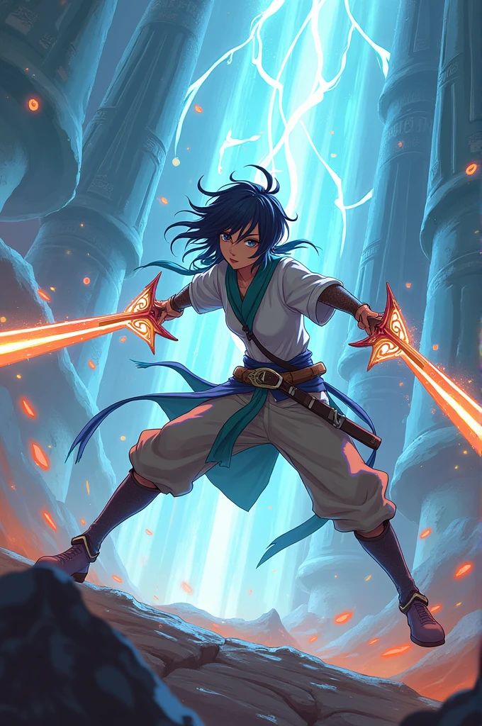 Shu anime character fights in blades of guardians 
