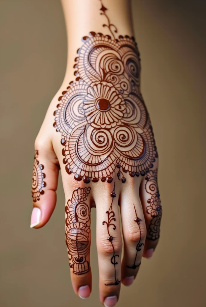 generate Gol Tikki mehndi design on hand