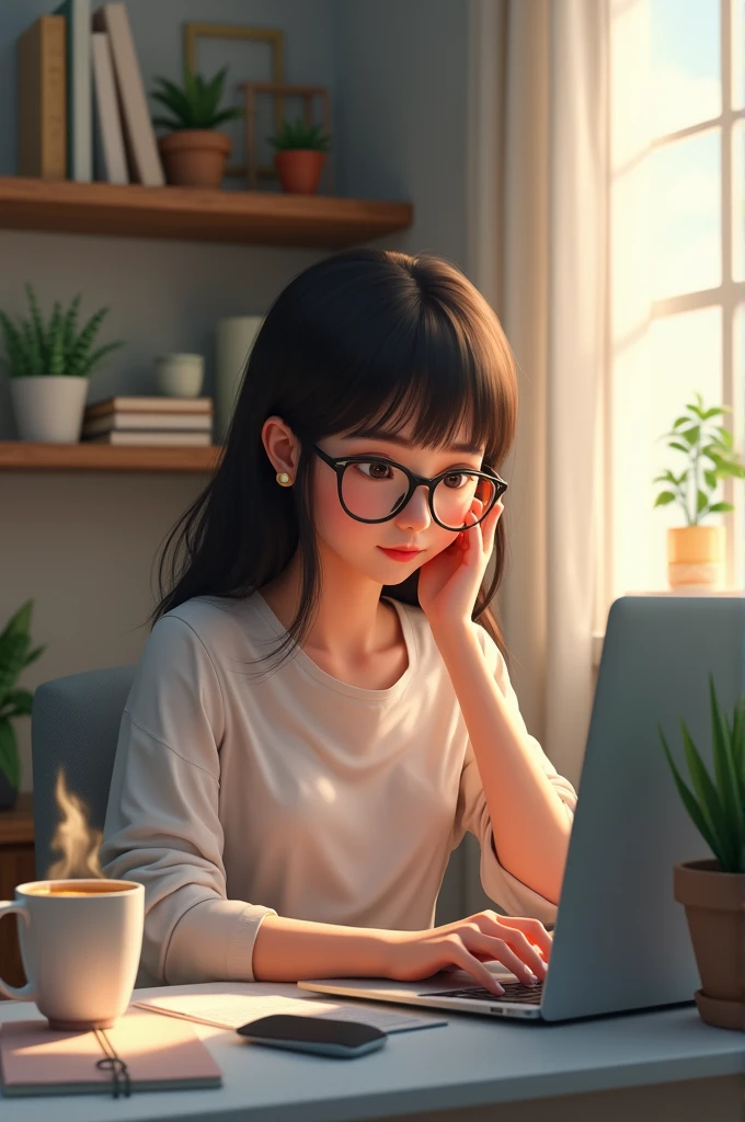 A girl using laptop