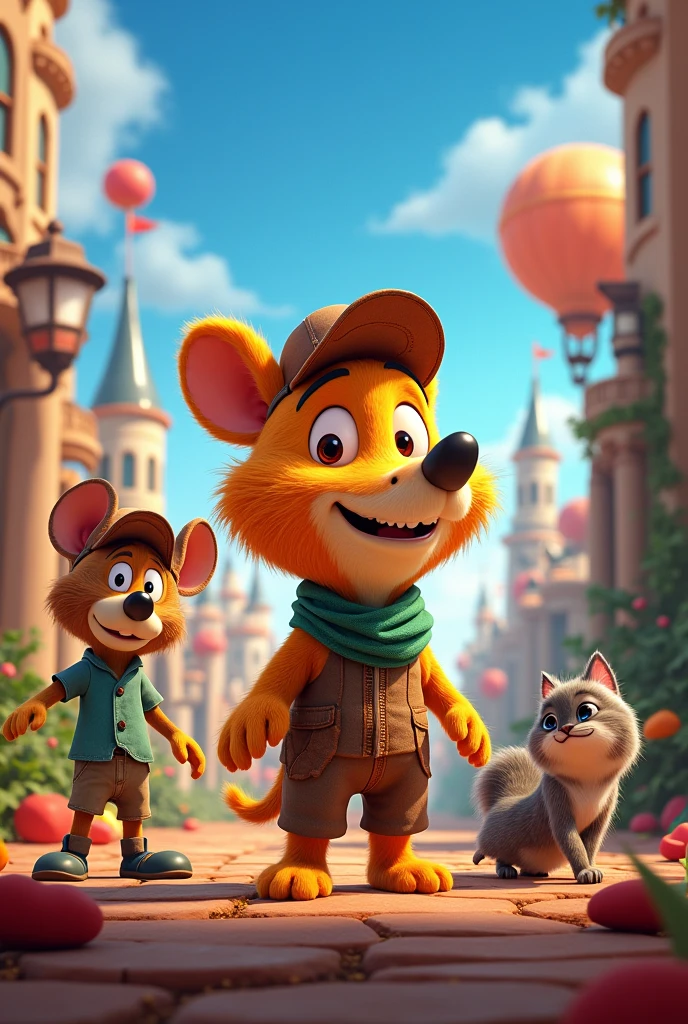 Make a Disney movie poster of Bora Bill animation, and the sampler and bricklayer's glove