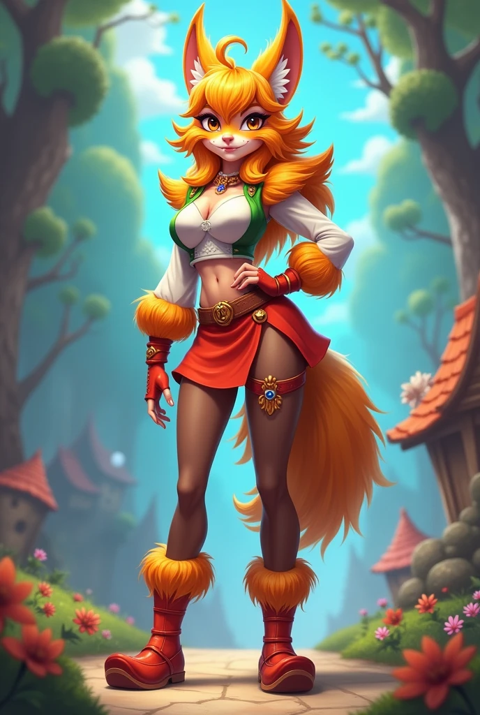 Furry character women game design not realistic art full height