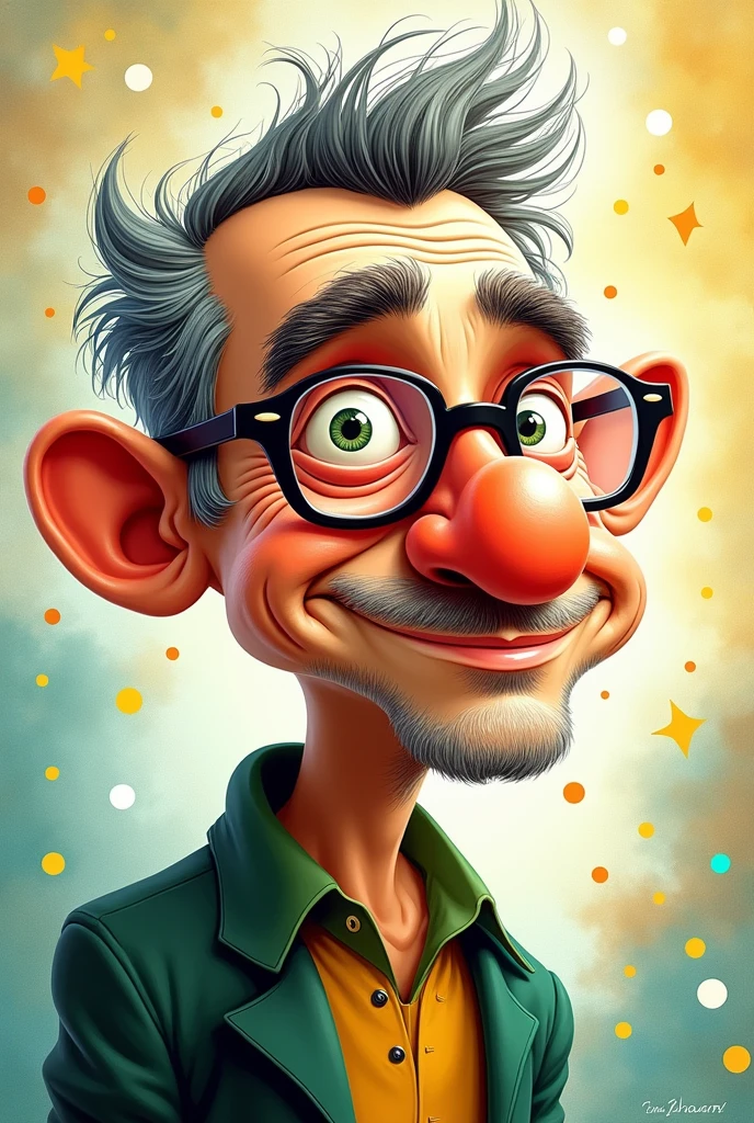 Make a caricature of Ziraldo, the author of Maluquinho