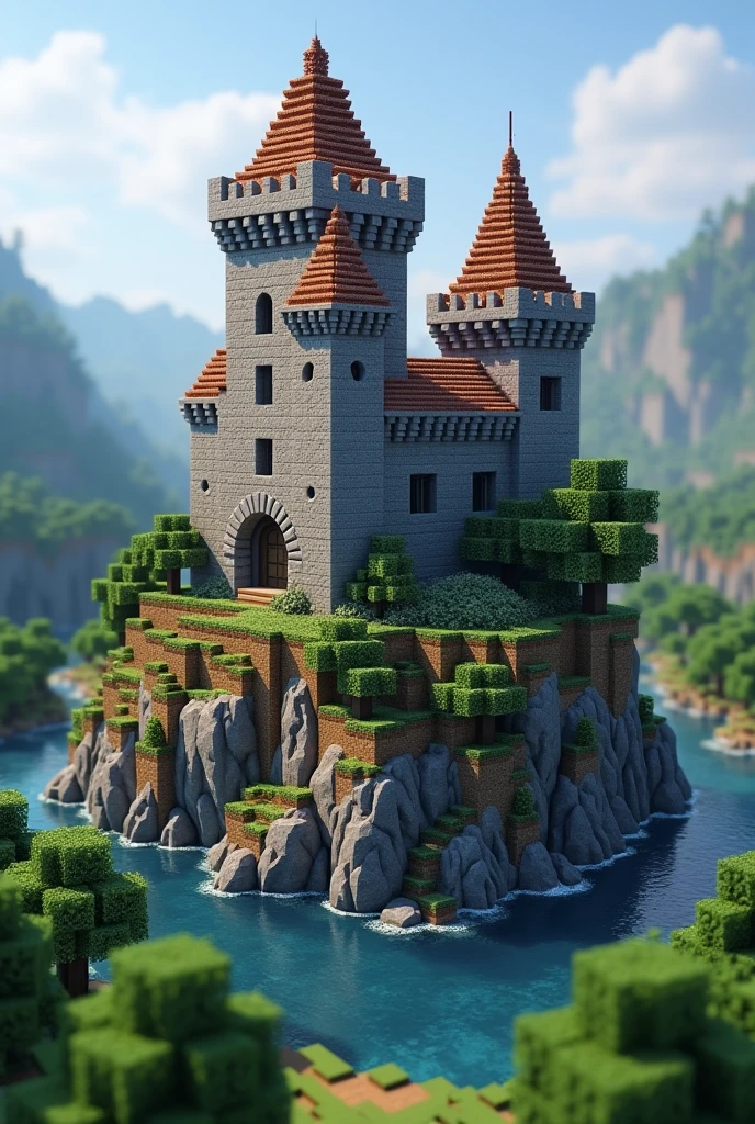 Minecraft tuff block mini castle
