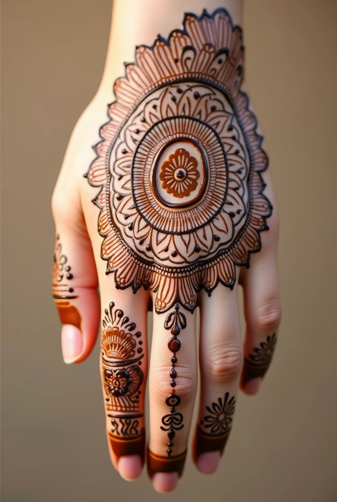 generate Gol Tikki mehndi design on hand