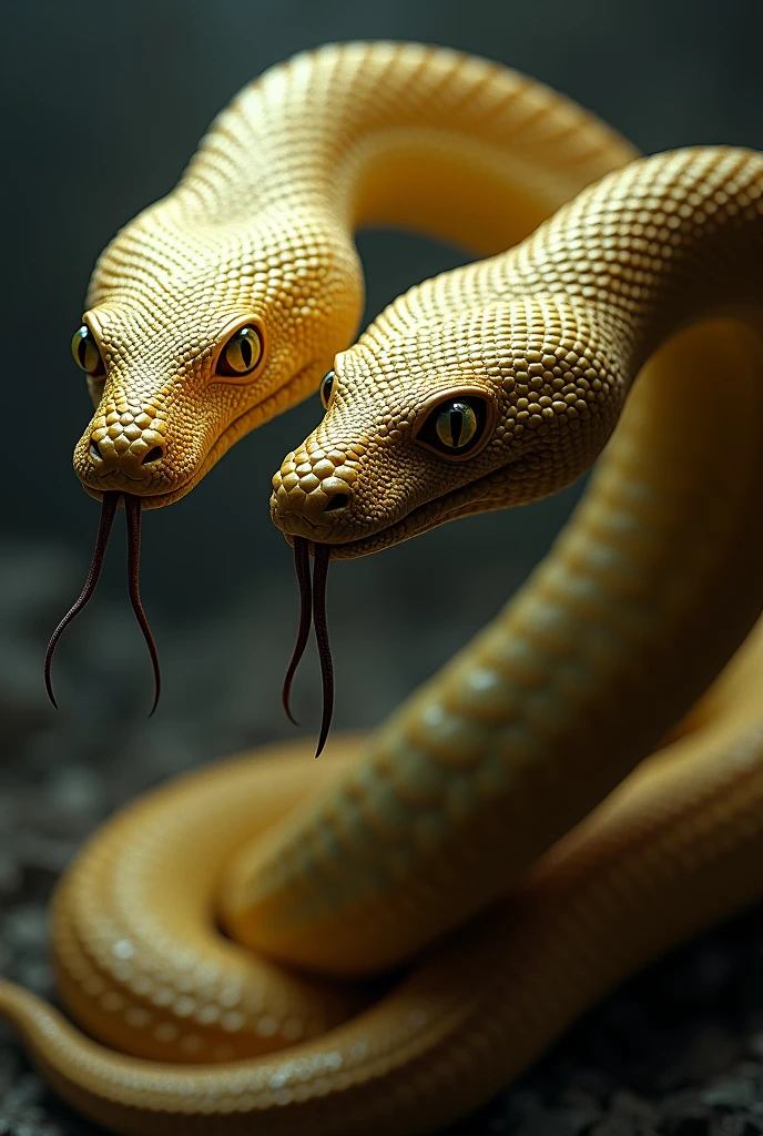 Snake, yellow eyes, three heads