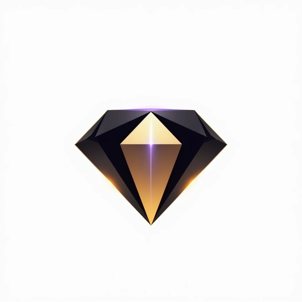 A logo for technology companies, with a futuristic diamond theme with black colors, gold and a little purple, plain white background.