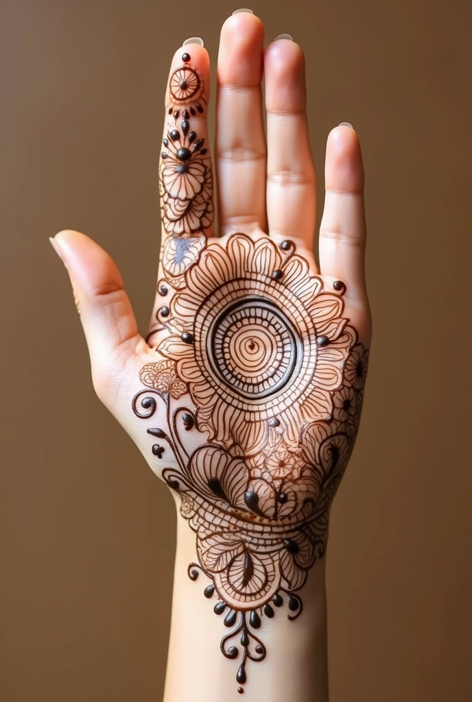 generate Gol Tikki mehndi design on hand