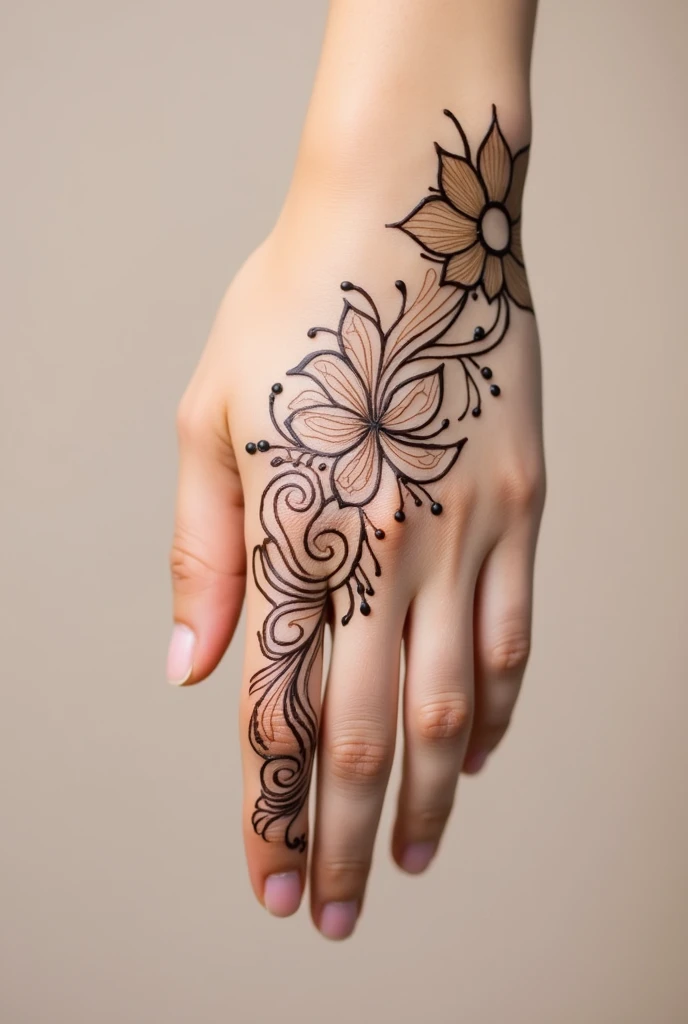 generate modern and simple Shadi Special mehndi design on hand