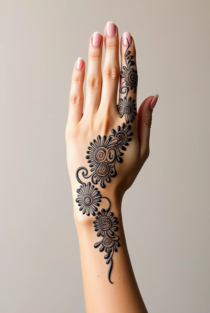 generate modern and simple Rajasthani mehndi design on hand
