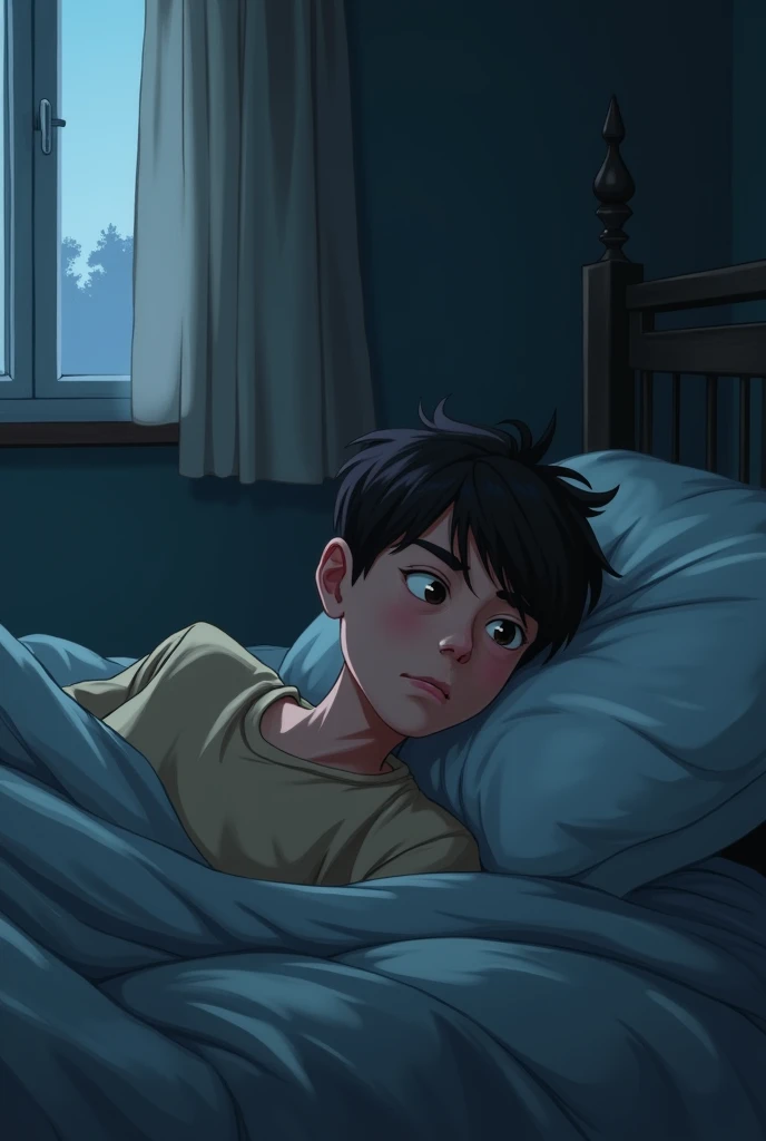 age boy waking up in the morning telling his mother that he doesn't want to go to school and that he is depressed