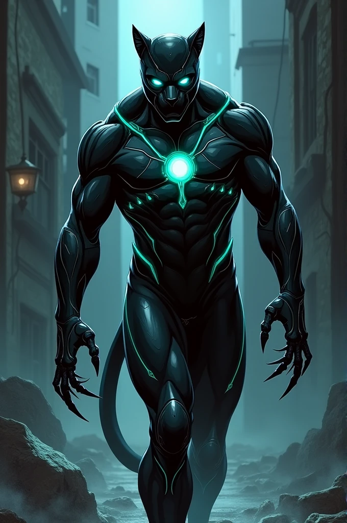 Shadowstrike

**Design**: Black and grey tones, panther-like claws, blue eyes, dark shaded lines and omnitrix in chest with green light.

**Powers**: Sudden attacks from darkness, powerful dark blasts, invisibility, gravity control to hold or slow enemies.