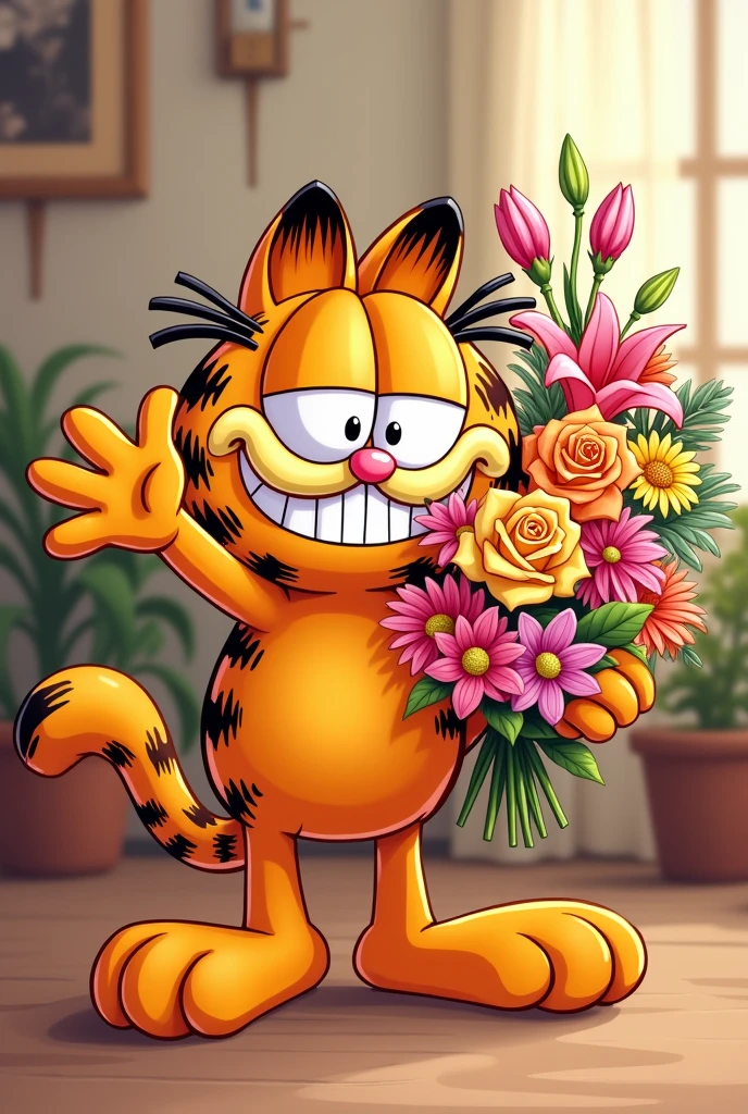 Garfield image that says happy birthday Flower