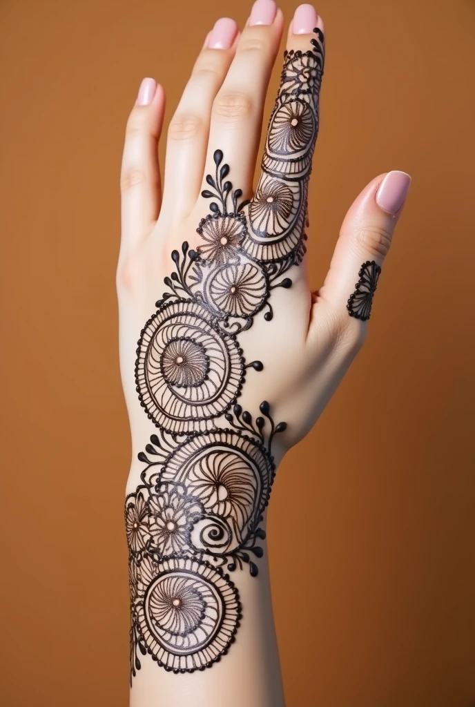 generate Gol Tikki mehndi design on hand