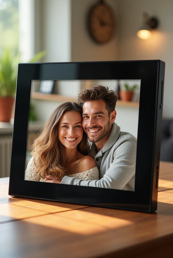 digital photo frame with a couple in a happy moment
