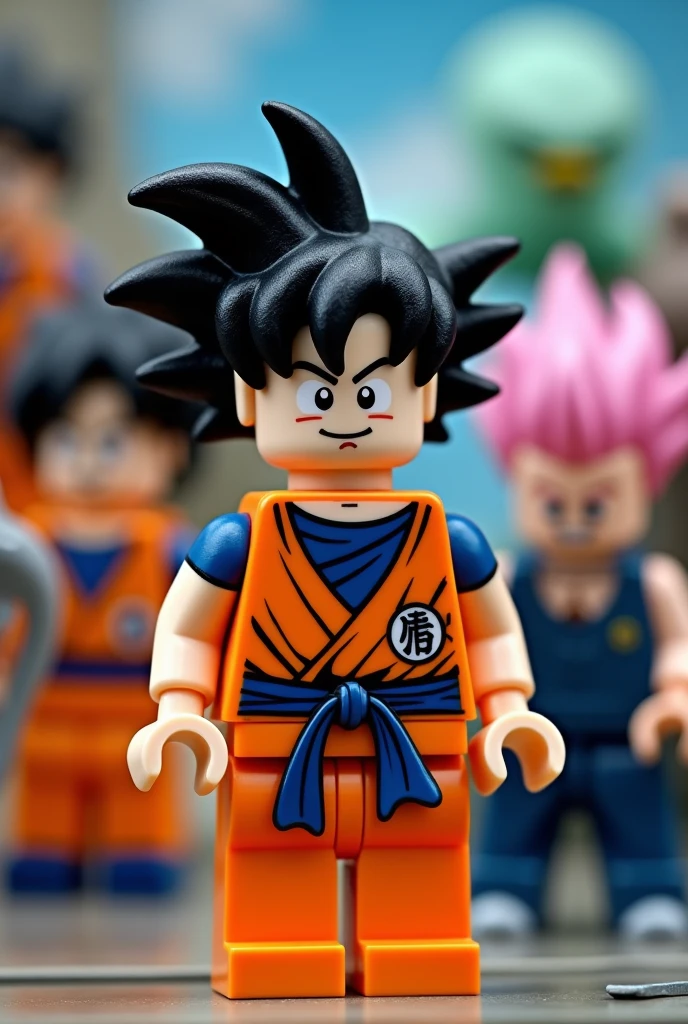 Lego set of dragon ball z characters, vegeta, goku, piccolo, roshi, trunks, gohan