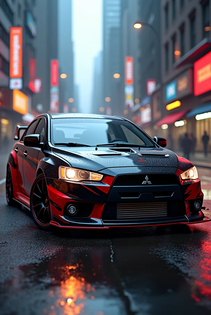 carro mitsubish lancer evo com as cores e adesivo do shadow, sonic character