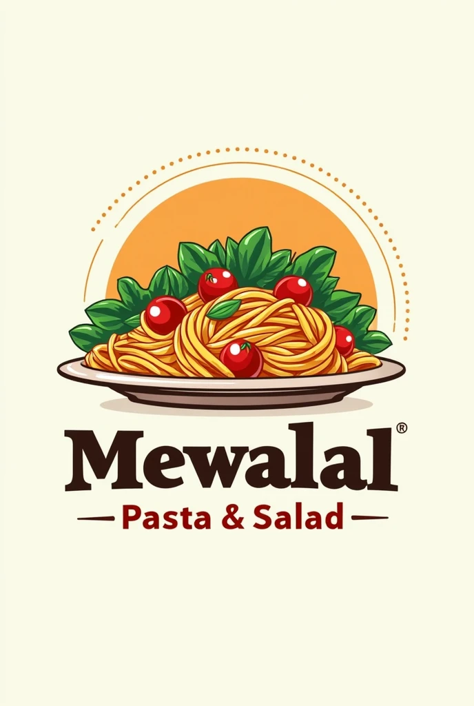 Company name Mewalal pasta and salad with unique and delicious logo