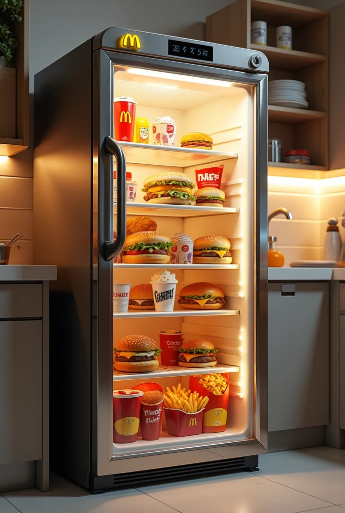 Make a refrigerator with only McDonald food