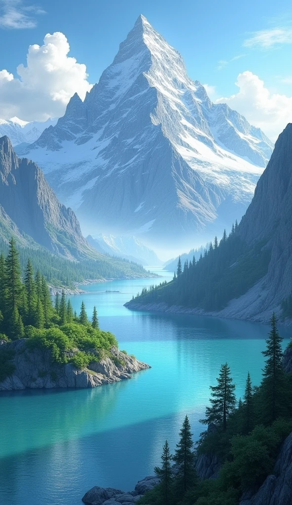 landscape of rivers with mountains