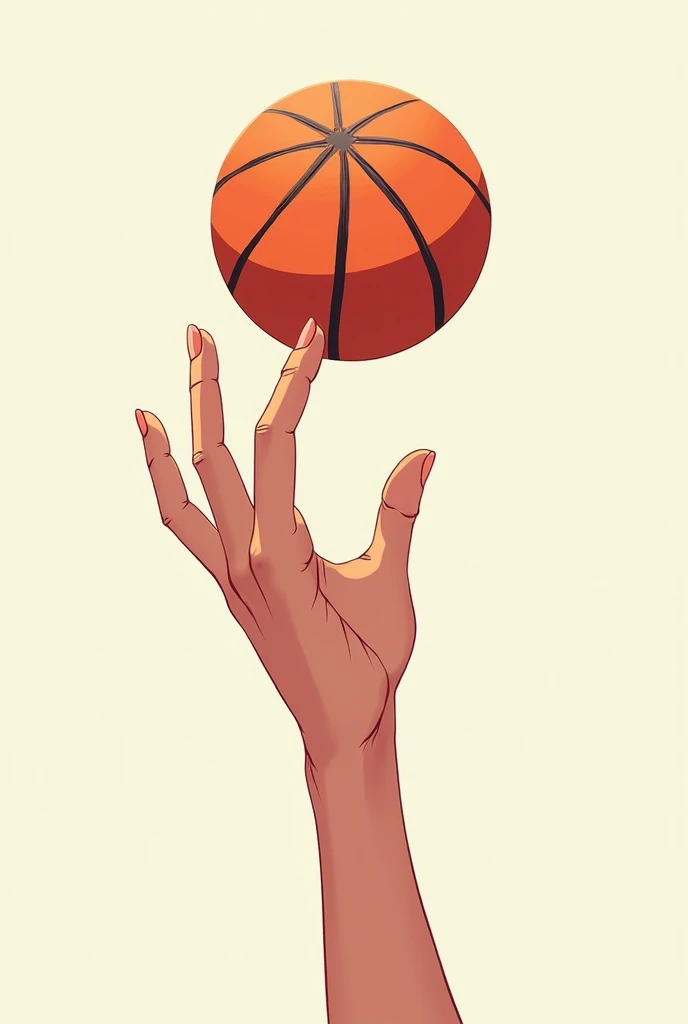 just one hand balancing a basketball. anime styling.