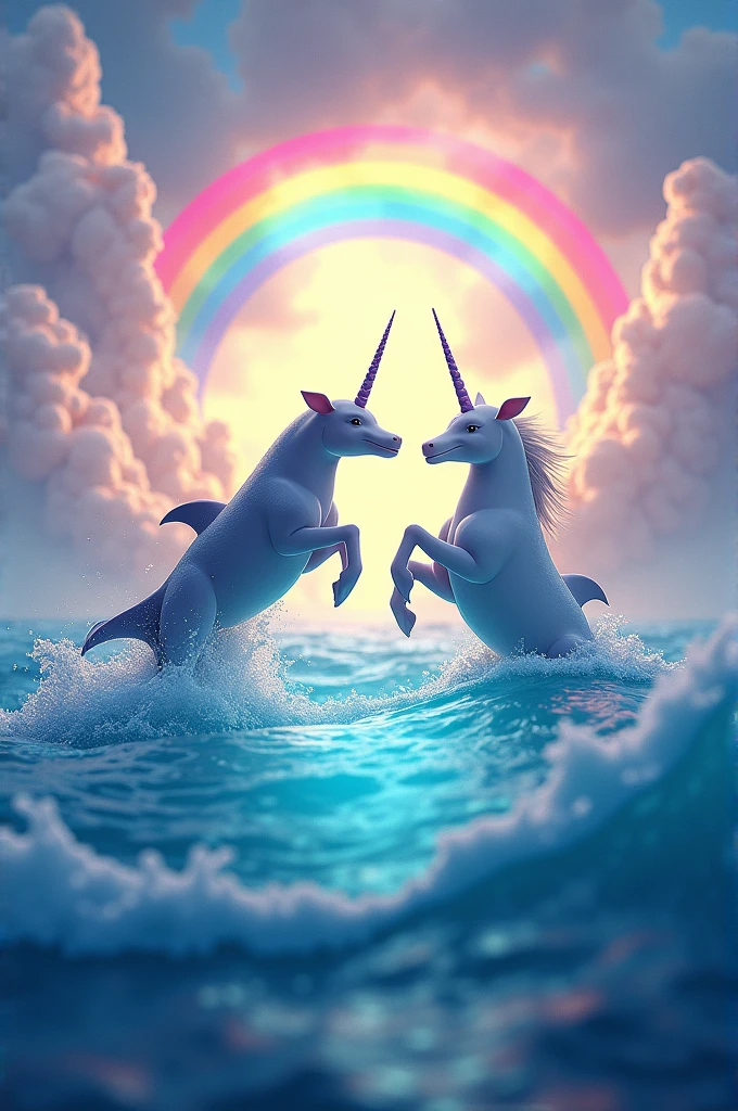 Dolphins with rainbows and unicorns 