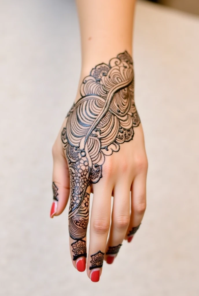 generate modern and simple Karwa Chauth Special mehndi design on hand