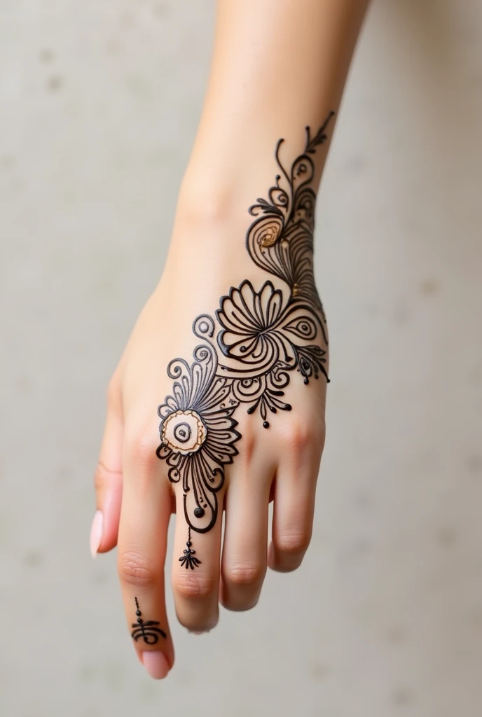 generate modern and simple Rajasthani mehndi design on hand