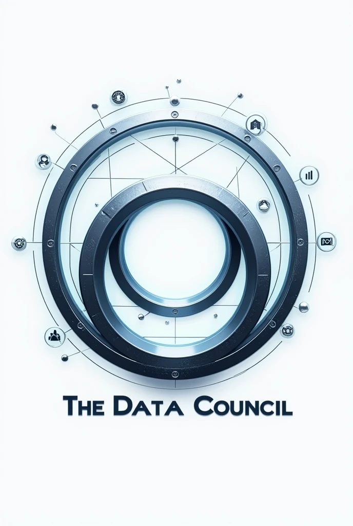 Main Form: The logo must be circular, symbolizing unity and collaboration. The outer circle must be well defined, with smooth, modern edges. It can have a silver or bluish metallic effect., to give a futuristic and technological touch.
• Central element: In the center of the circle, include a stylized ring, inspired by the Ring from “Lord of the Rings”, but with a technological approach. This ring must be metallic and contain subtle symbols of technology., as small graphic icons, networks or servers, instead of runes. The ring may have a slight blue or silver sheen., destacando-se contra o fundo.
• Connectivity and data flow: Around the central ring, draw thin geometric lines that symbolize the flow of data. These lines should connect different points, forming a kind of network, referring to data transmission and analysis. Lines can be shades of blue and silver, complementing the ring.
• Data graphs: Along these connecting lines, include small discrete graphics, like bar charts or pie charts, representing data analysis. These graphics should be simple and integrated into the design., without overloading the look.
•Colors: The color scheme should consist mainly of cool tones.. Use light and dark blue, metallic silver and white. The background can be white or light blue, with silver metallic details on the edges and connecting lines.
• Typography: If the logo includes the name “The Data Council”, use a modern and minimalist font, with fine and elegant lines. The letters can be dark blue or silver, matching the rest of the logo. Text can be positioned at the bottom of the circle or around the emblem.
• Fantastic Inspiration: To maintain a connection with the “Lord of the Rings” universe, the ring and graphics may have a slight glow or ethereal effect, recalling the magical aura of the elements of Middle-earth, but without exaggerating, to maintain seriousness and professionalism.