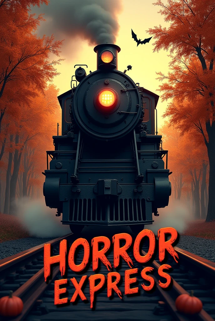 Front logo with text for roller coaster theme autumn halloween it&#39;s called horror express