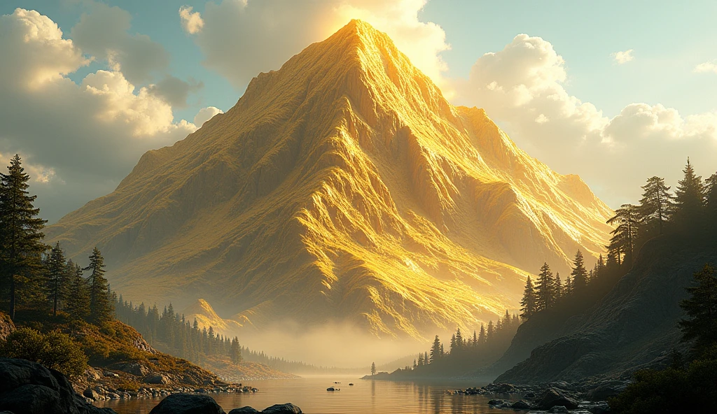 A mountain of gold ore and shiny platinum ore(best quality，4K，8k，High level，masterpiece：1.2），Ultra Detailed，（lifelike，Photo real，Photo real：1.37）