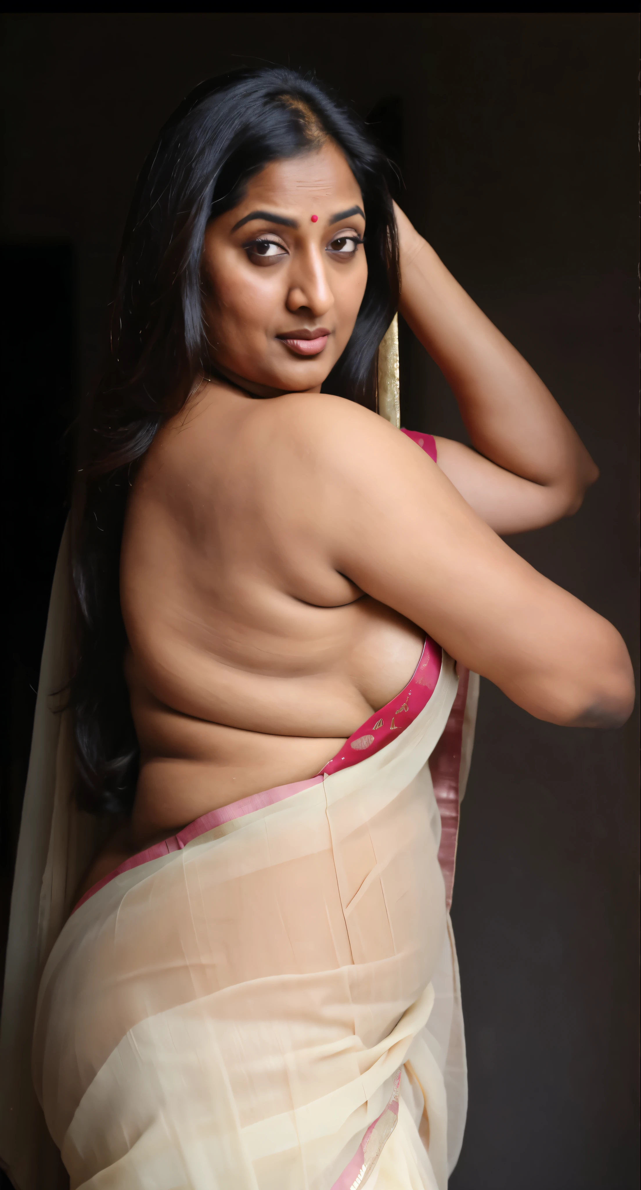 Realistic Representation of Savita bhabhi,sexy Savita aunty,tempting figure,busty aunty,goddess of lust,cougar lady,mommy,mommy figure,bulky figure,big milkers,deep cleavage,juicy fleshy figure,heavy bust,heavy hips,doodhwali,sizzling hot,seductive face,hot padosan aunty bhabhi,unsatisfied housewife,chubby aunty,sweat,irresistibly hot,inspired by Indian adult comics by amarshrostha,Foto RAW,photorealistic,photography,full body shot, 70 years old Woman,master shot,perfect eyes,goddess like beauty,pierced eyes,traditional strapless Bra,jiggly figure,perfect thick chubby mallu Desi aunty bhabhi,Wearing a Stanapatta,a chest-band.Saree model,model Photography,Indian saree shoot,Indian traditional wear advertising photography,traditional wear brand shoot,face of Indian actress Sonakshi Sinha,masterpiece,realistic,realism,incredible details,pleasure,photorealism,detailed skin,skin pores,high contrast,photorealistic Artstation 8k HD digital art trend of high definition and detailed realistic skin texture,ultra detail,realistic skin texture,armature,best quality,ultra high definition,(photorealistic:1.4),high resolution,detail,raw photo,sweat,Re sharp,by Lee Jefferies Nikon D850 Film Stock Photo 4 Kodak Portra 400 Camera F1.6 Lens Rich Color Ultra Real Realistic Realistic Textures Dramatic Lighting Unreal Engine Trending at Art Station Cinestill 800,(pele altamente detalhada: 1.2), 8k UHD, DSLR,soft-lighting,alta qualidade,grain of film,Fujifilm XT3,she didn't like to wear blouse or bra,intricate,she is happy to wear only saree,she hates blouse or bra,detailed hairy armpits,hyper realistic skin,skin pores,veins,premium ethnic jewellery,hyper realistic sweaty body,sweat,veins,detailed hairy stubble armpits,hyper realistic hairy armpits,low waist saree,deep juicy navel,insane details,stretchmarks,moles on breast,freckles 0.1,sensual desire,erotic fantasy,busy housewife,very busy in house chores,kaamwali aunty,big saggy breast,alluring figure,thick arms thighs,