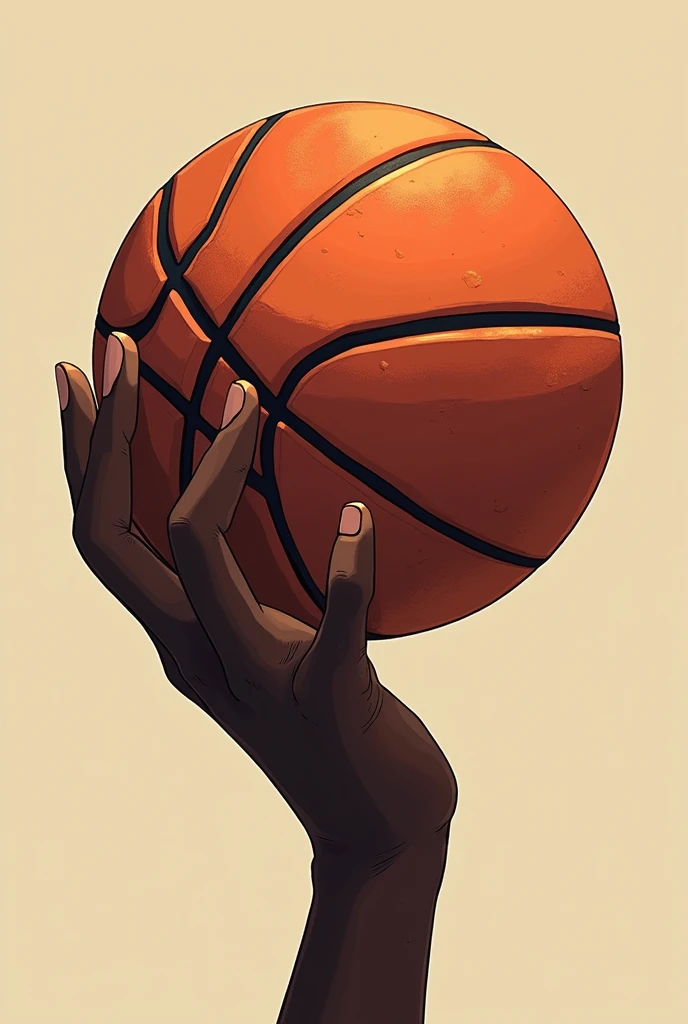 just a black man's hand balancing a basketball. anime styling.