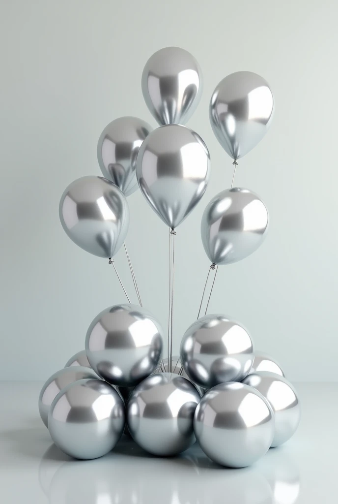 14 silver balloons on the floor