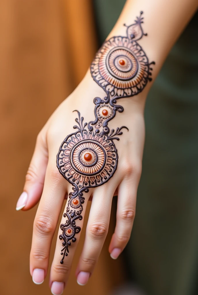 generate Gol Tikki mehndi design on hand