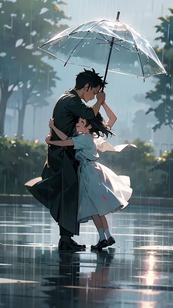 Another scene of them dancing in the rain as kids, carefree and happy.