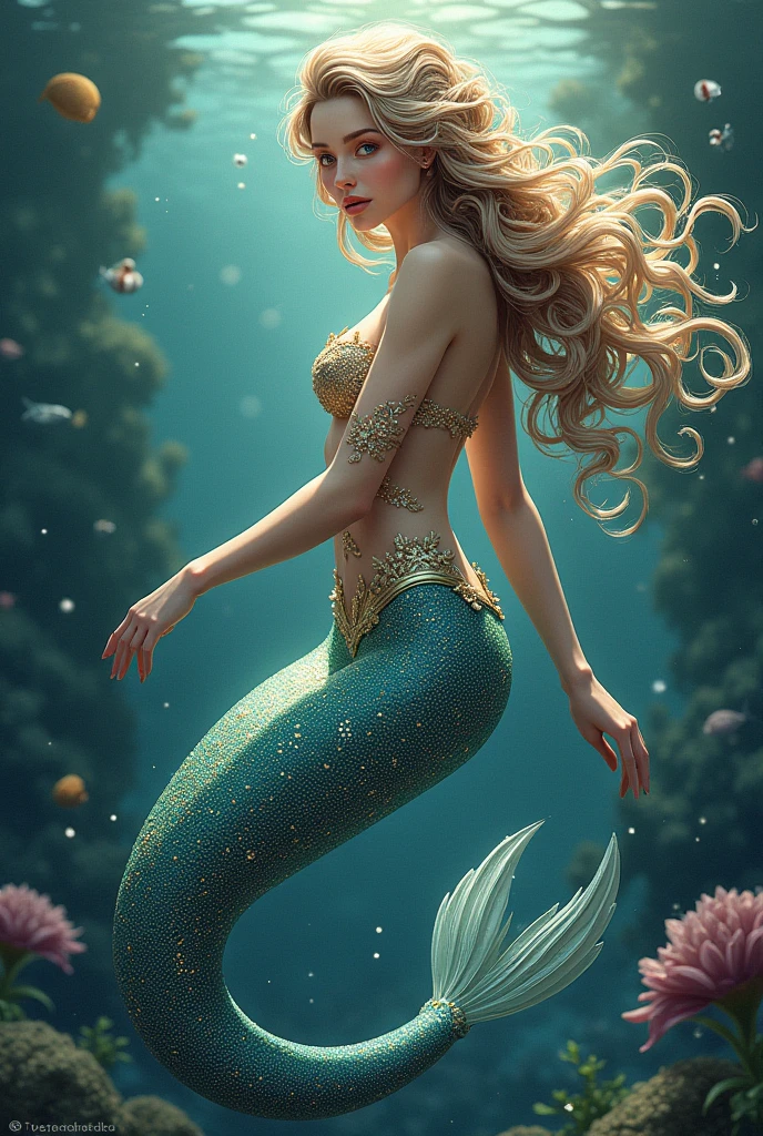 image, a beautiful mermaid with pointlillism style inspired, full body, face detailed, Intricate pattern, Detail part, Dynamic pose, Detailed background, Dynamic light, personalize d6adrx --stylize300 --
