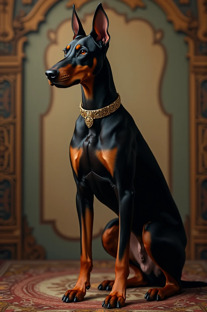 Doberman in antique style