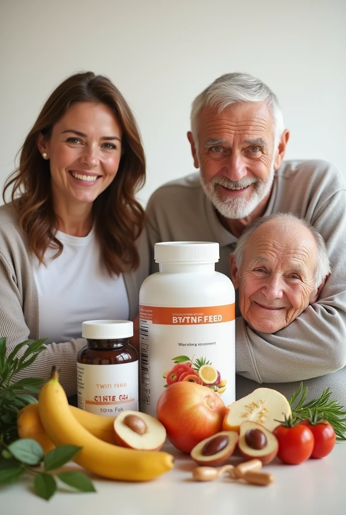 poster image of photographic quality ,  of supplements , good physique , young couples and another of elderly couples 