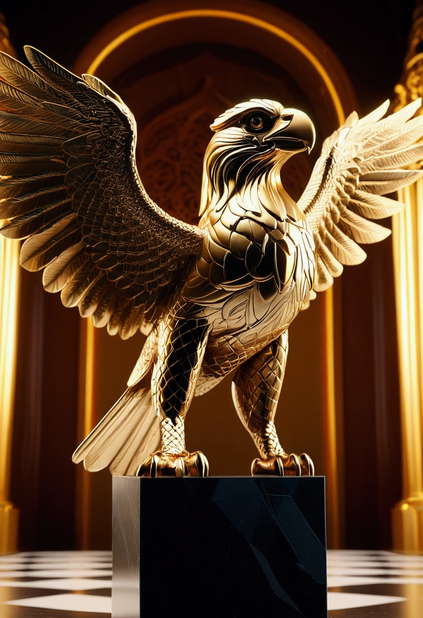 (Griffin), in Virtual Cubo-Realist style, cubist elements in a hyper-realistic virtual world. Beautiful cinematic lighting, surreal, color graded, dynamic movement, captivating chiaroscuro, (special effects:0.1), full body, award-winning, cinematic still, emotional, vignette, dynamic, vivid, (masterpiece, best quality, photorealistic, Professional, perfect composition, very aesthetic, absurdres, ultra-detailed, intricate details:1.3)
