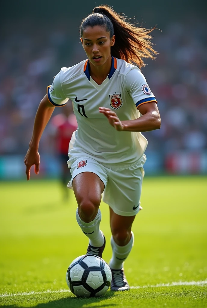 I need you to generate an image of the person playing soccer already in shape