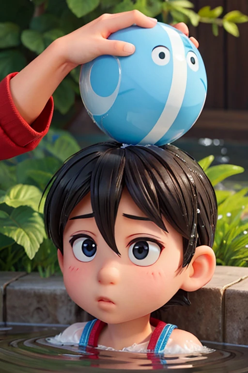 9age、male、Large head、water、
