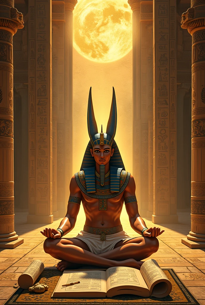 Sun god amon-ha studying mathematics 