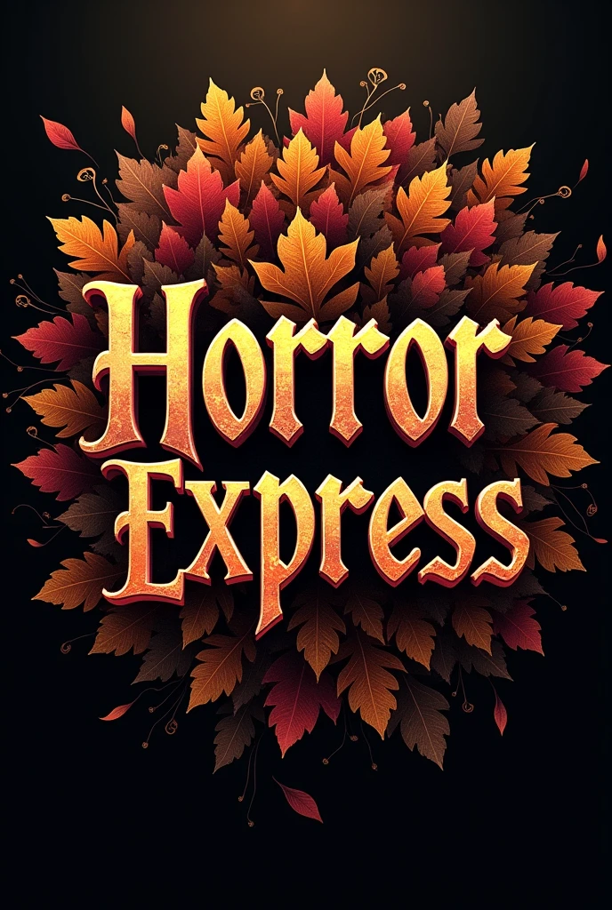 Front logo with text for roller coaster theme autumn it's called horror express