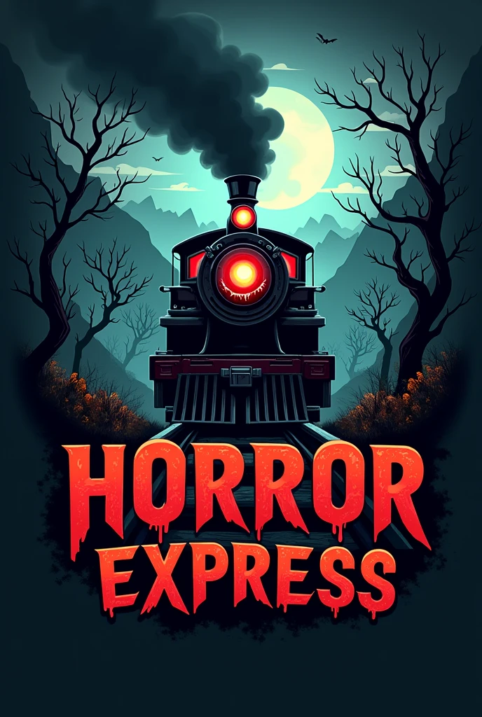 Logo png de face avec texte pour montagne russe theme automne halloween il s'appelle horror express